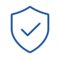 Shield Outline in blue with check mark